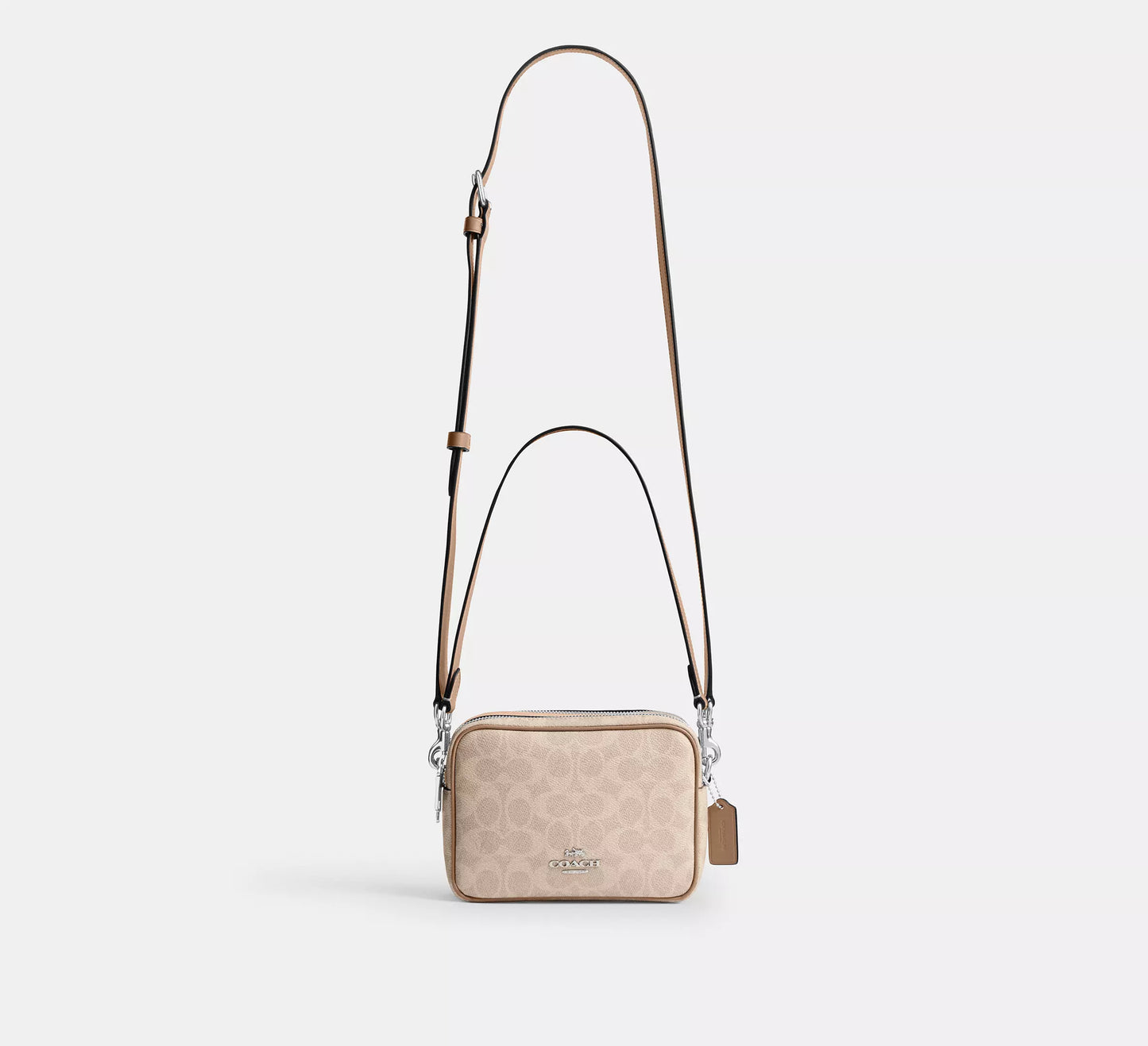 Mini Carey Crossbody Bag In Signature Canvas Taupe Coach