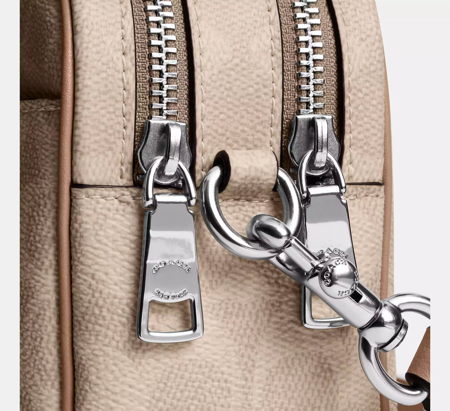 Mini Carey Crossbody Bag In Signature Canvas Taupe Coach