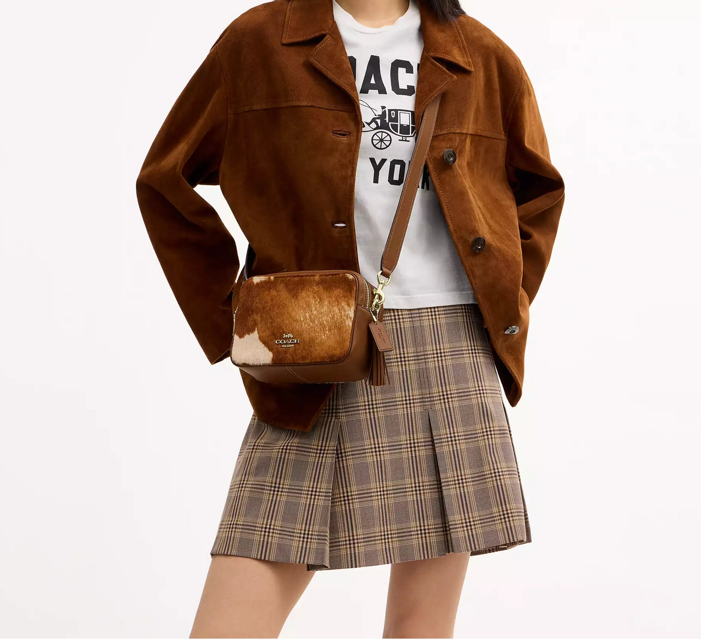 Mini Carey Crossbody Bag In Haircalf With Cow Print Coach