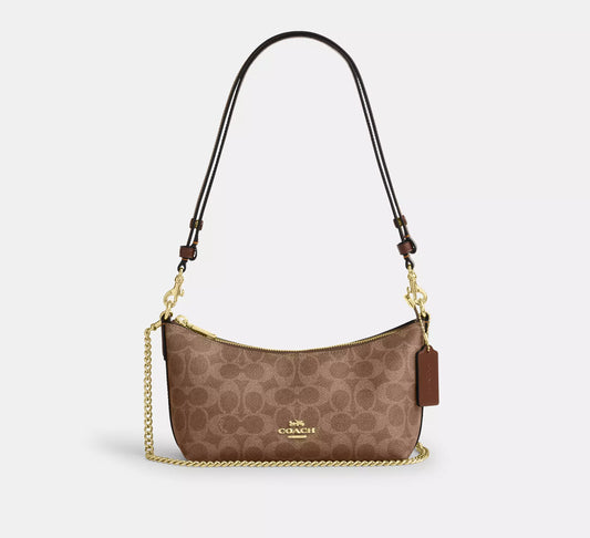 Caitlin Shoulder Bag In Signature Tan Canvas Coach