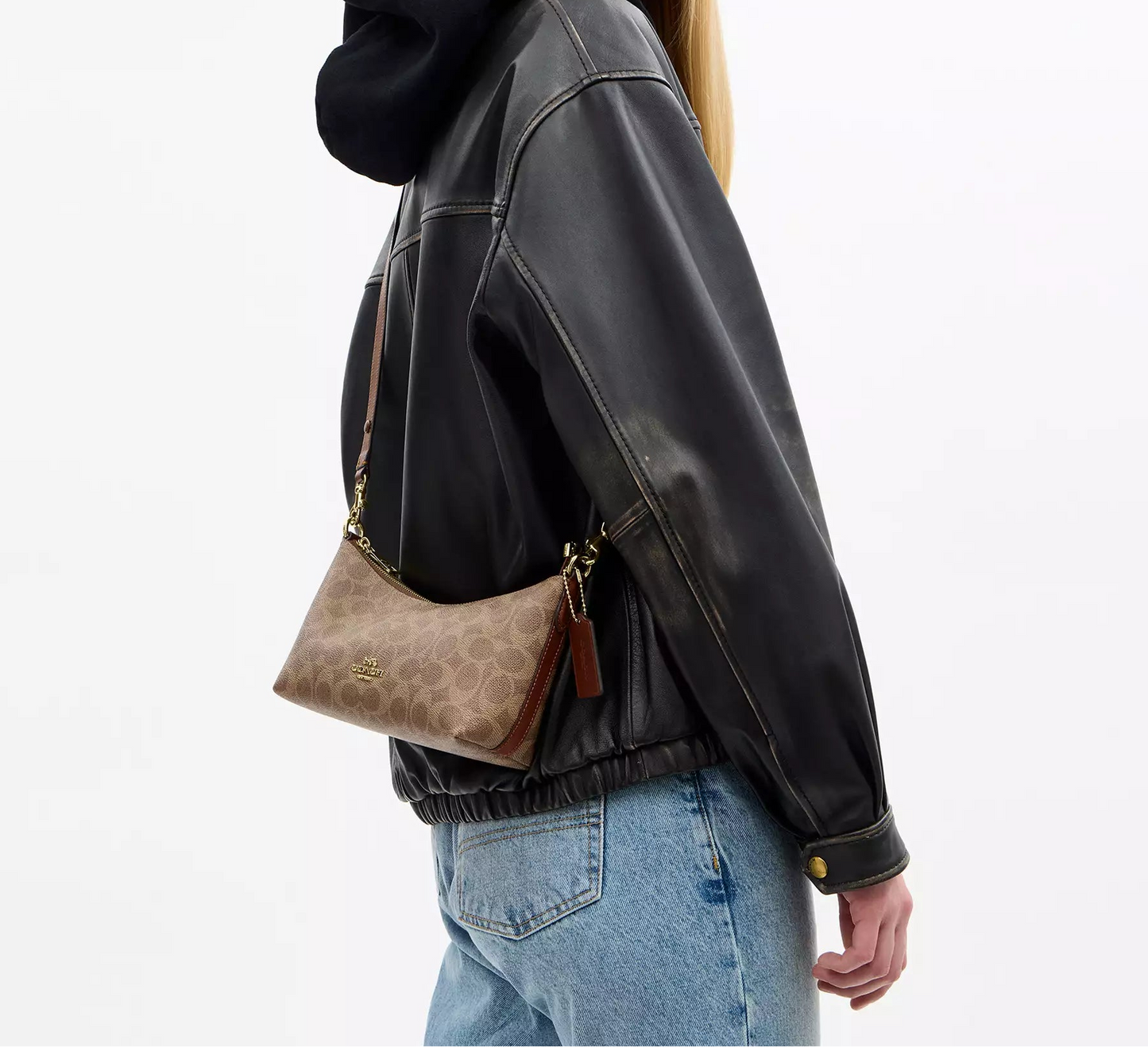 Caitlin Shoulder Bag In Signature Tan Canvas Coach