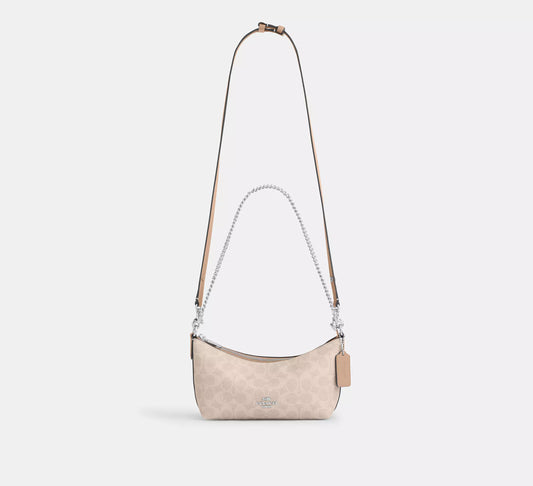 Caitlin Shoulder Bag In Signature Taupe Canvas Coach