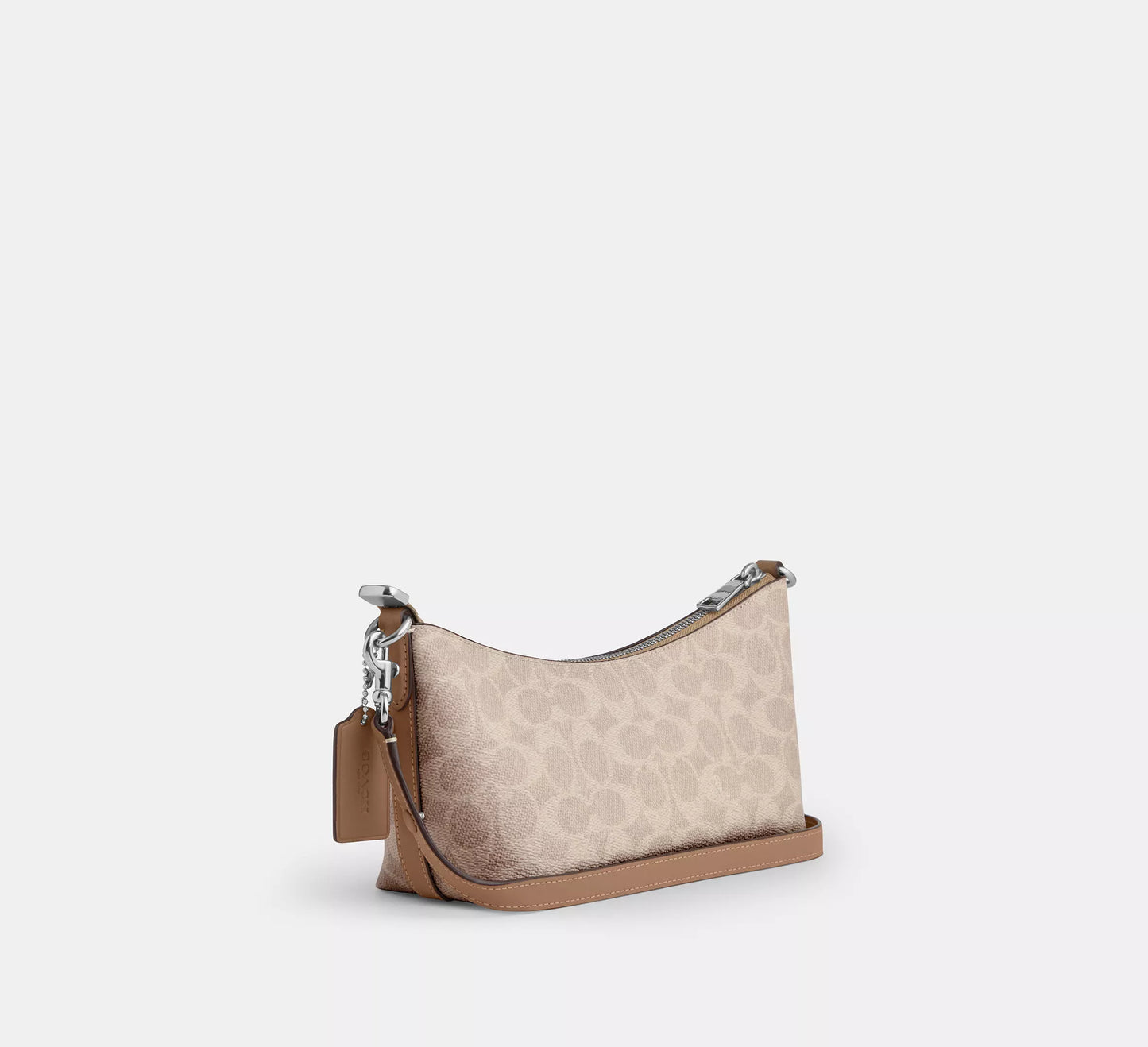 Caitlin Shoulder Bag In Signature Taupe Canvas Coach
