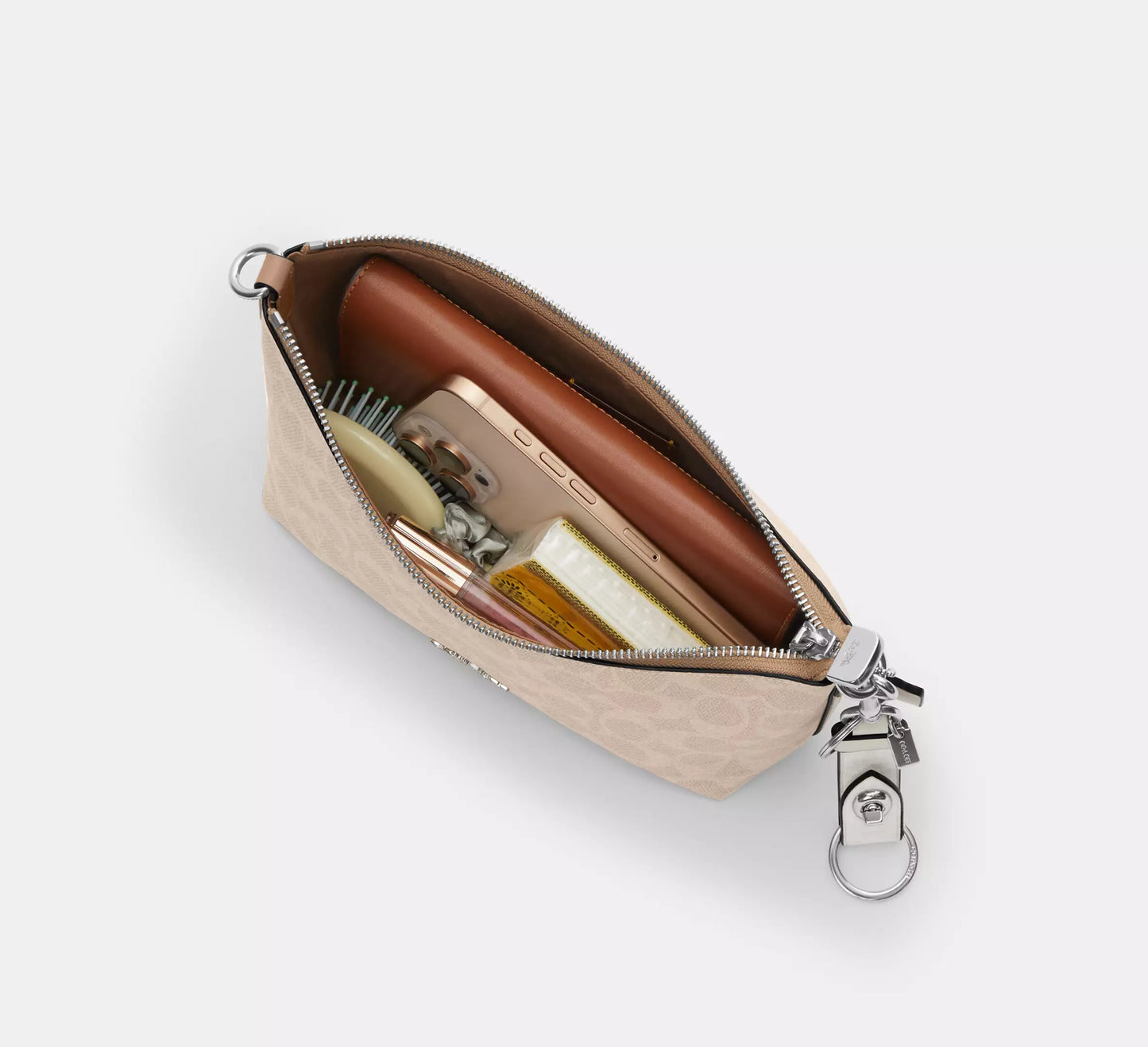Caitlin Shoulder Bag In Signature Taupe Canvas Coach