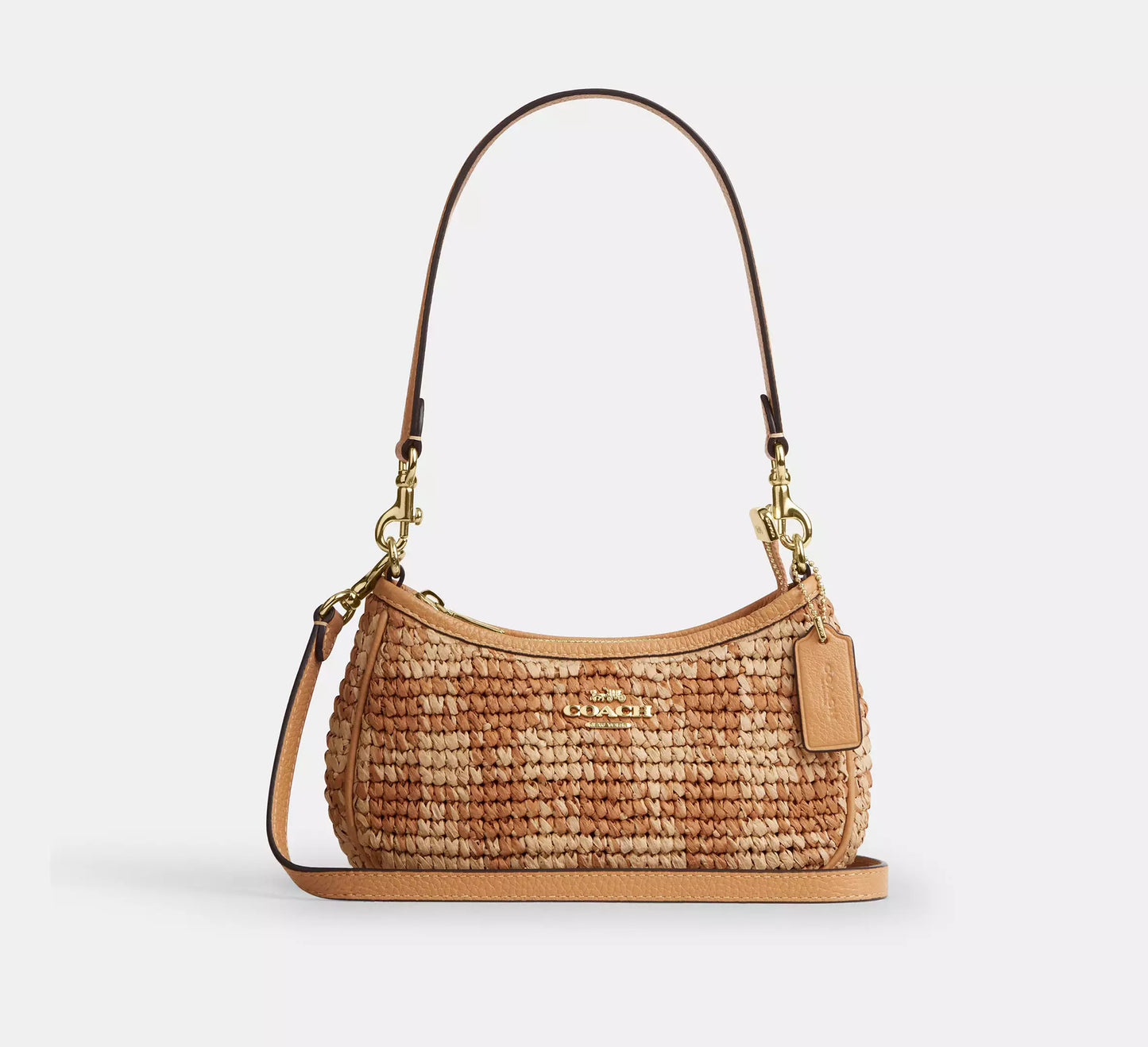 Teri Mini Crossbody Bag With Gingham Print Straw Coach