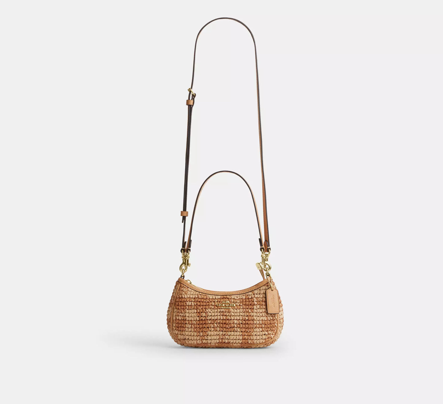 Teri Mini Crossbody Bag With Gingham Print Straw Coach