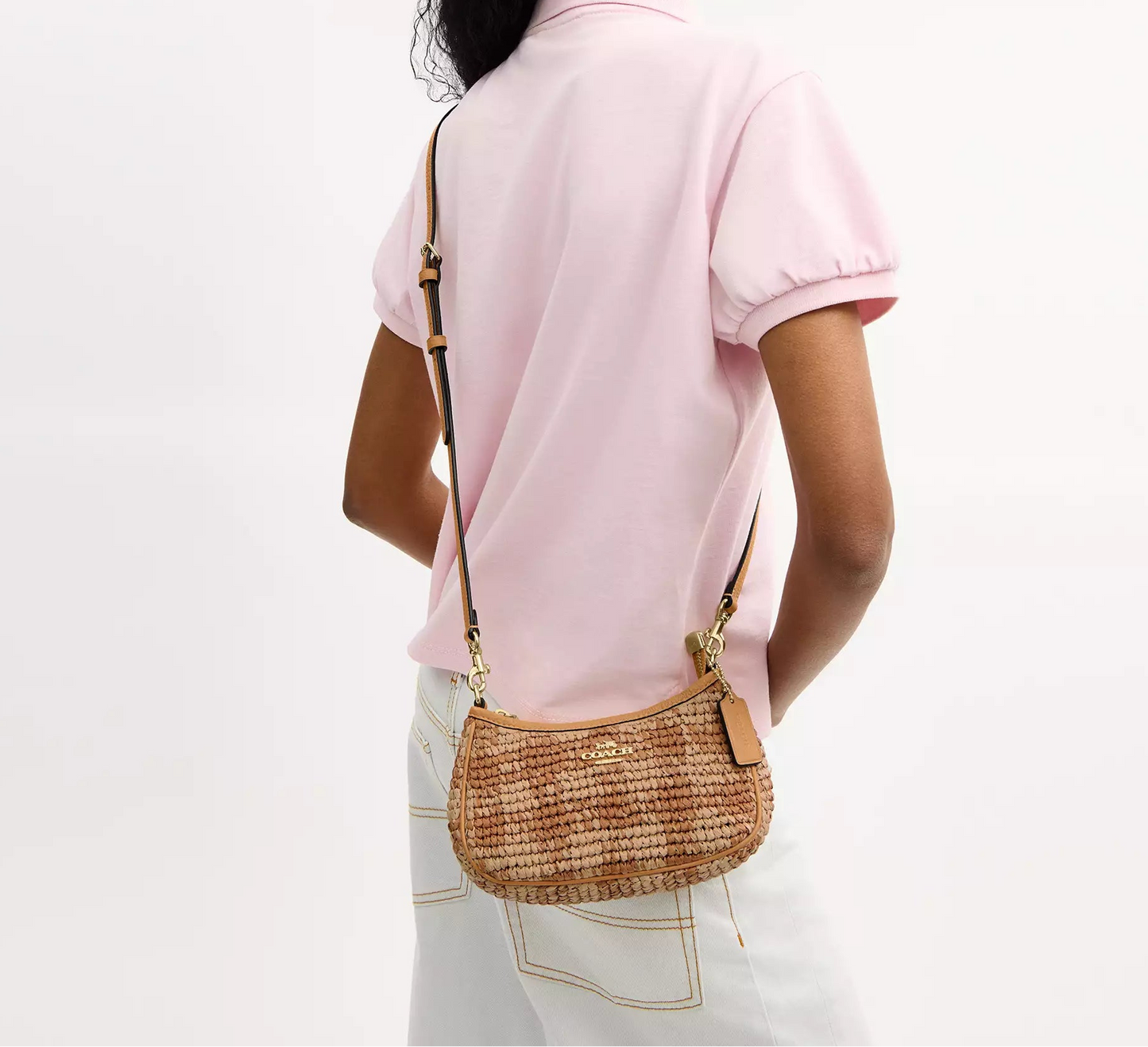 Teri Mini Crossbody Bag With Gingham Print Straw Coach