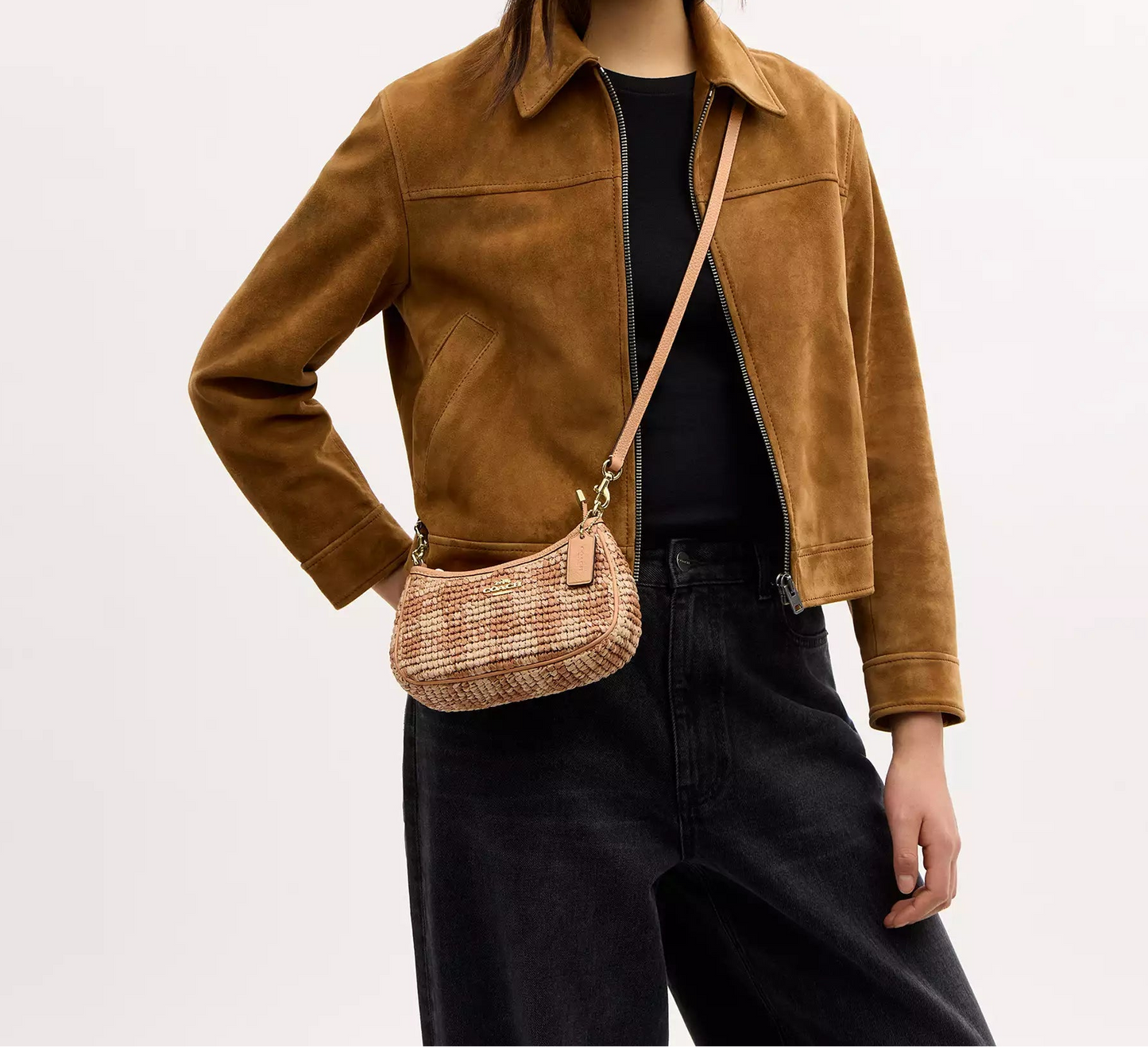 Teri Mini Crossbody Bag With Gingham Print Straw Coach