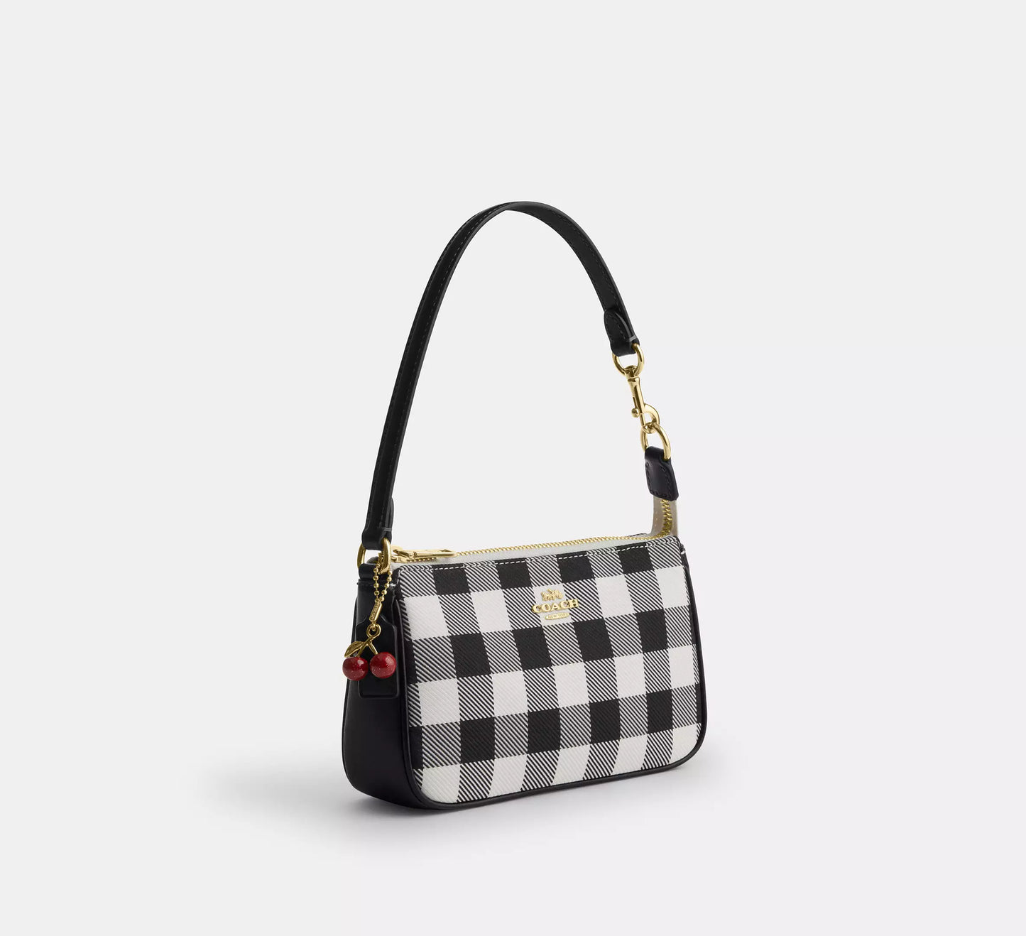 Nolita 19 With Gingham Print Black And Charm Coach