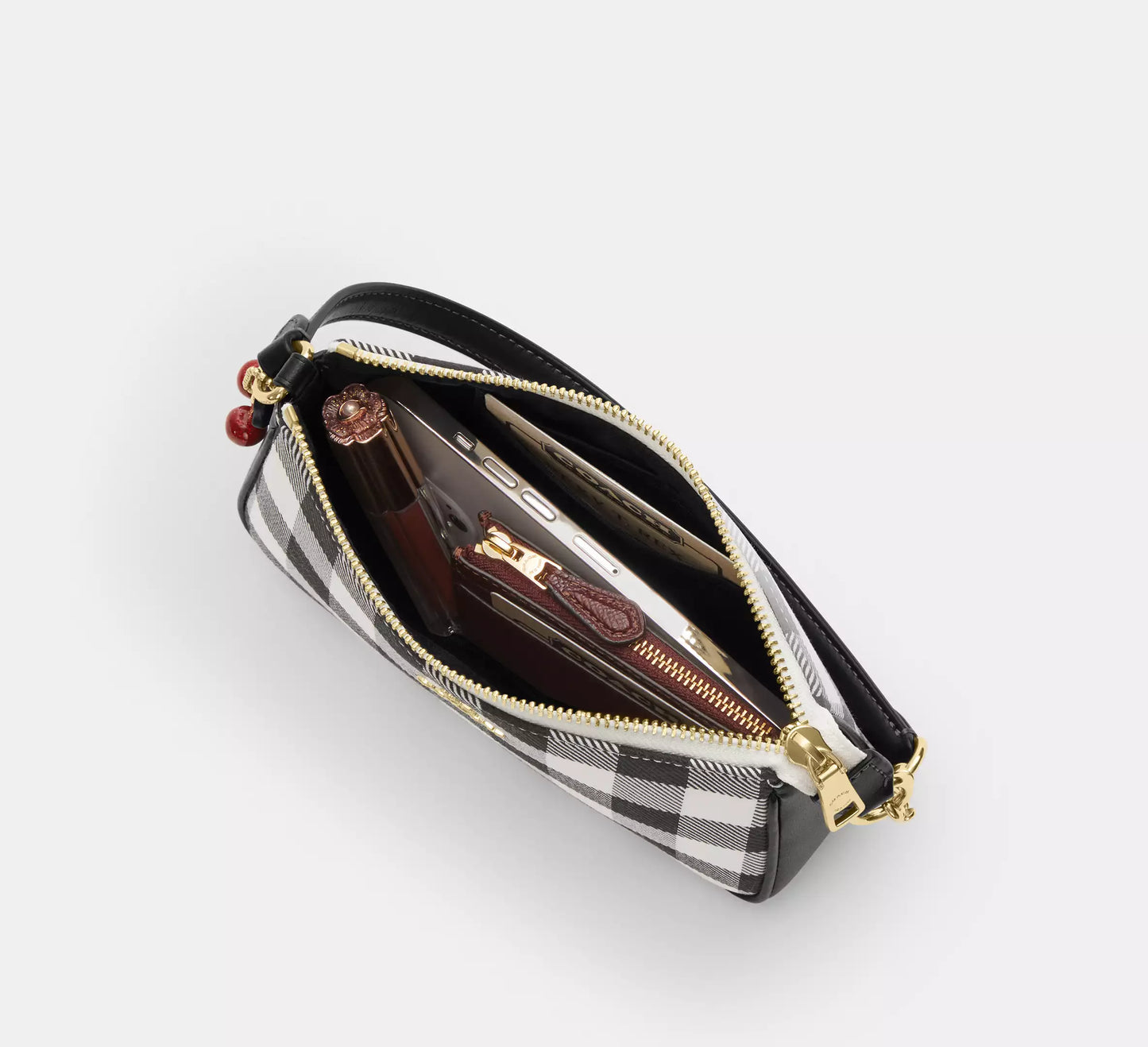 Nolita 19 With Gingham Print Black And Charm Coach