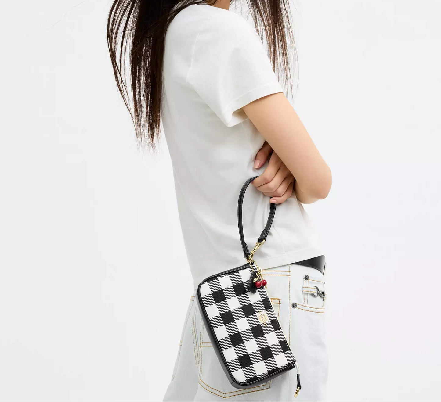 Nolita 19 With Gingham Print Black And Charm Coach