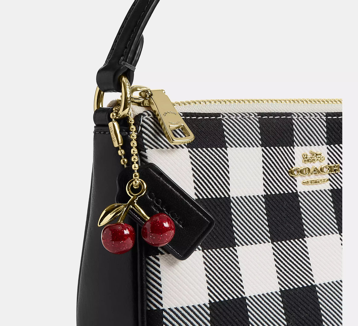 Nolita 19 With Gingham Print Black And Charm Coach