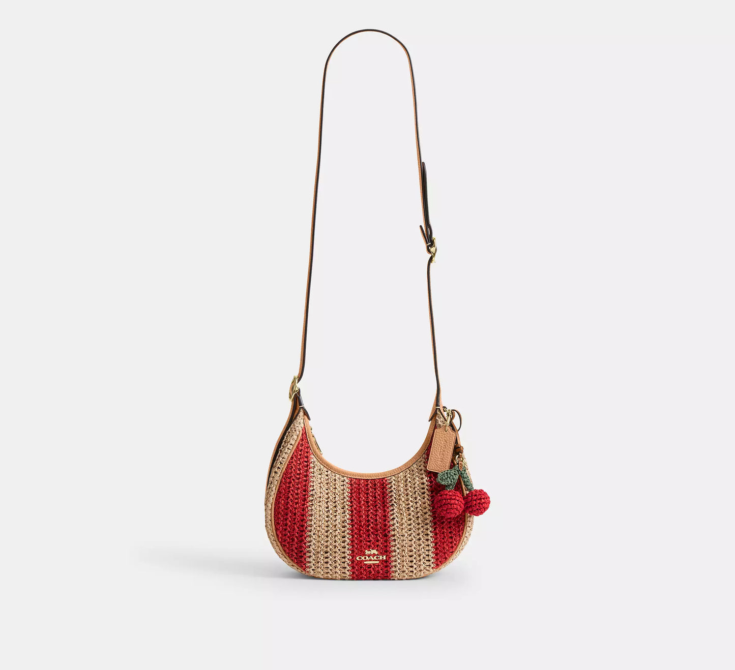 Emily Shoulder Bag Straw With Charm Canvas Coach