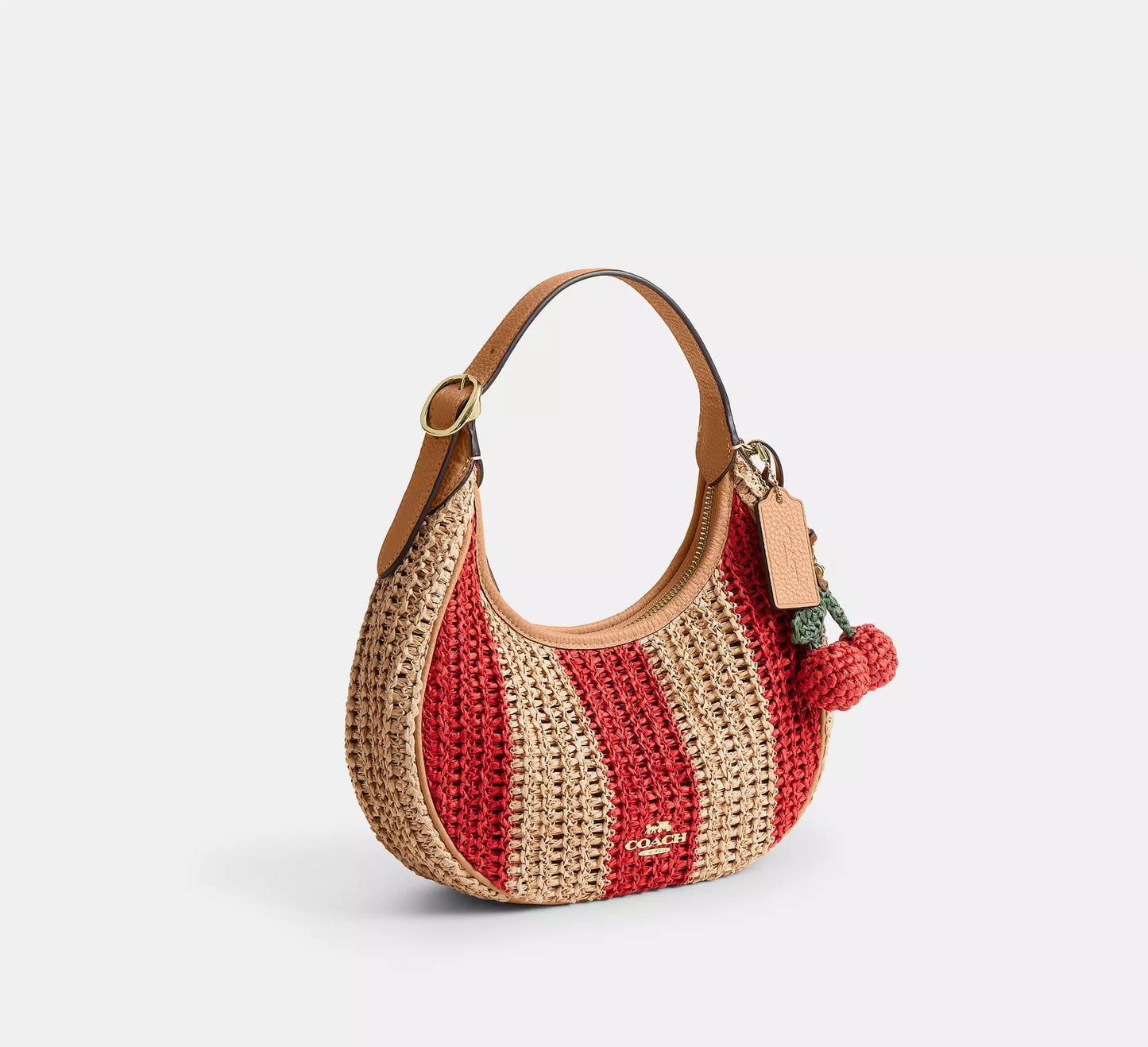 Emily Shoulder Bag Straw With Charm Canvas Coach