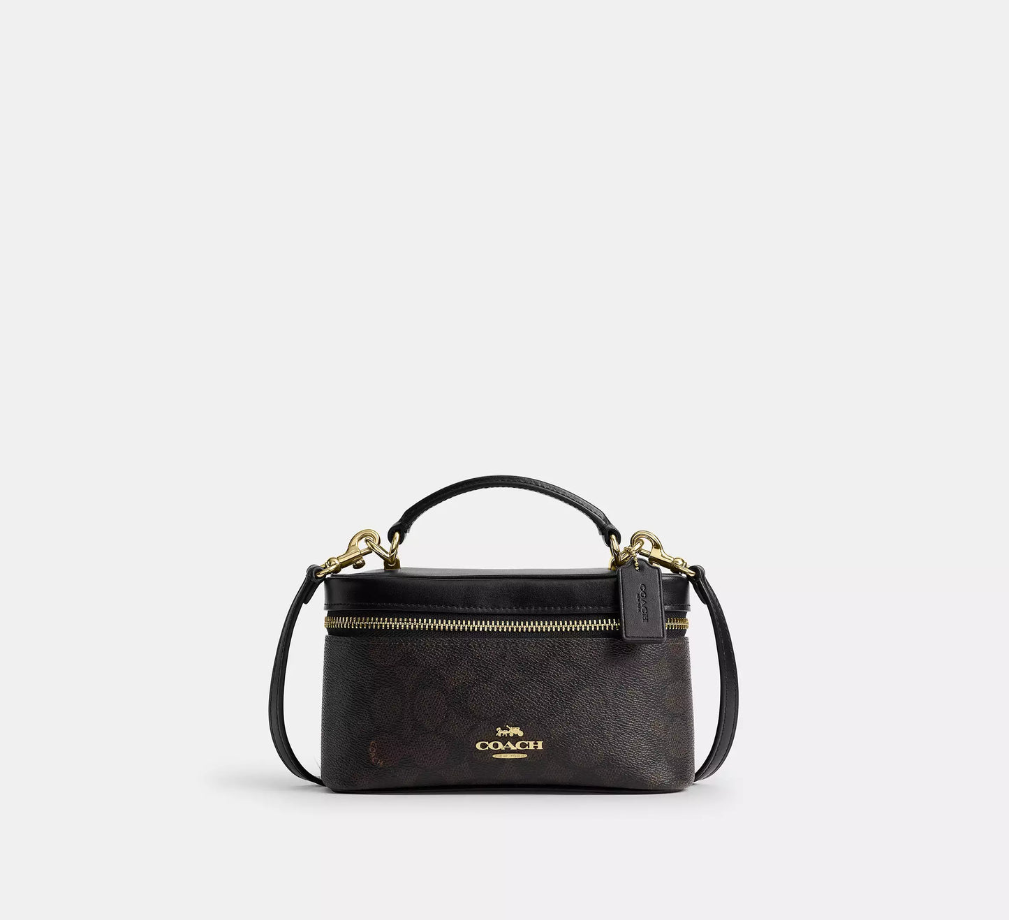 Rainer Crossbody Bag 18 In Signature Canvas Walnut Black Coach