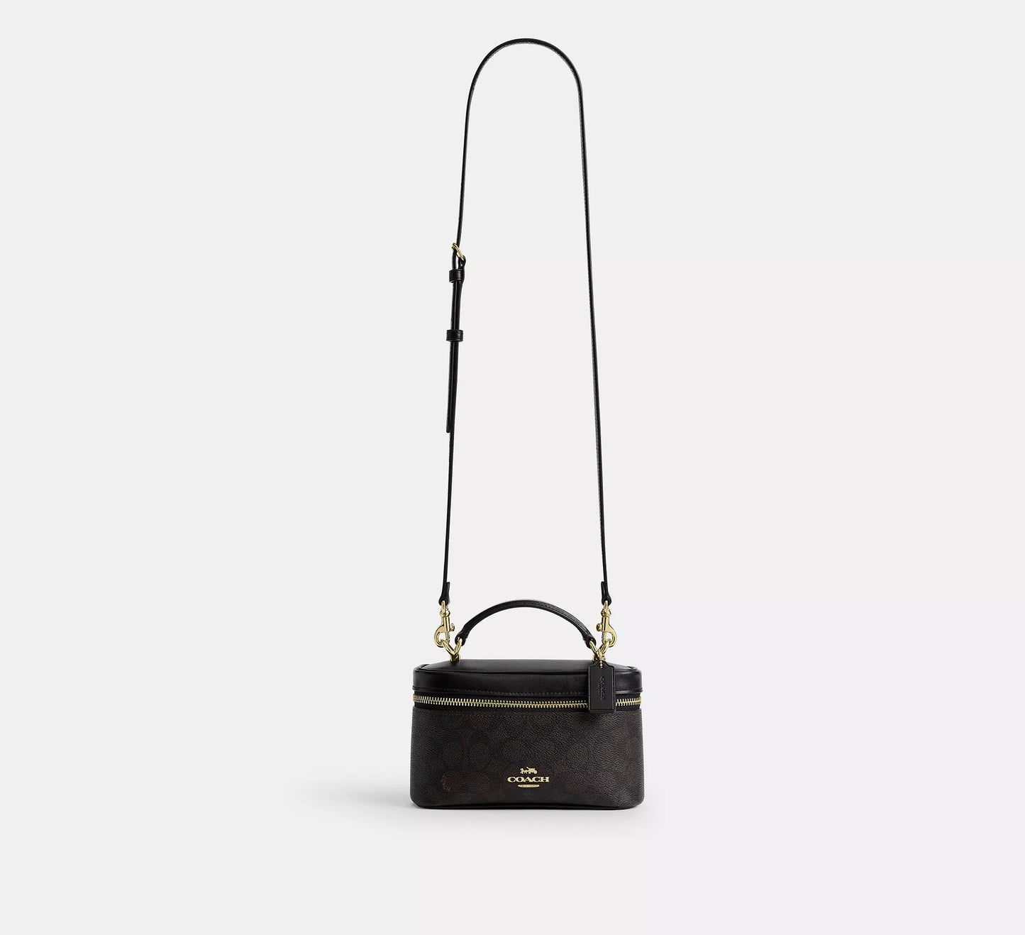 Rainer Crossbody Bag 18 In Signature Canvas Walnut Black Coach