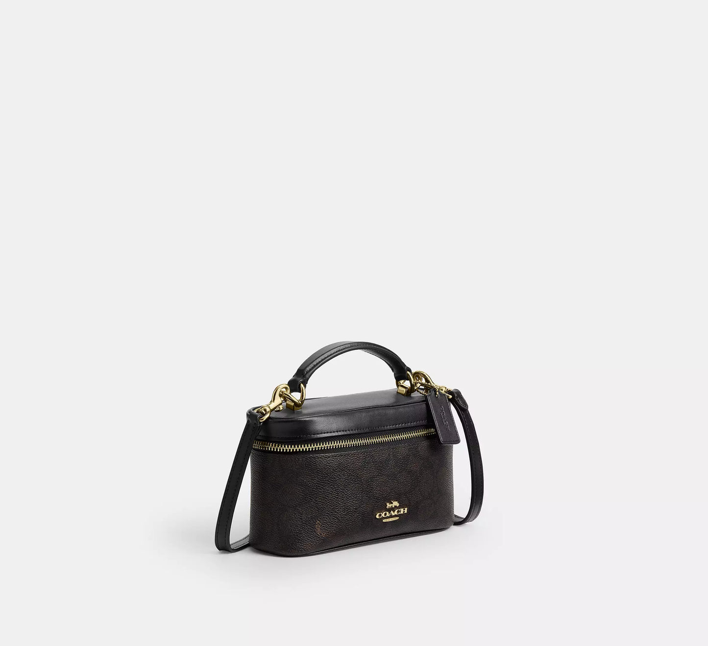 Rainer Crossbody Bag 18 In Signature Canvas Walnut Black Coach