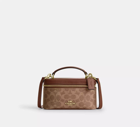 Rainer Crossbody Bag 18 In Signature Canvas Tan Brown Coach