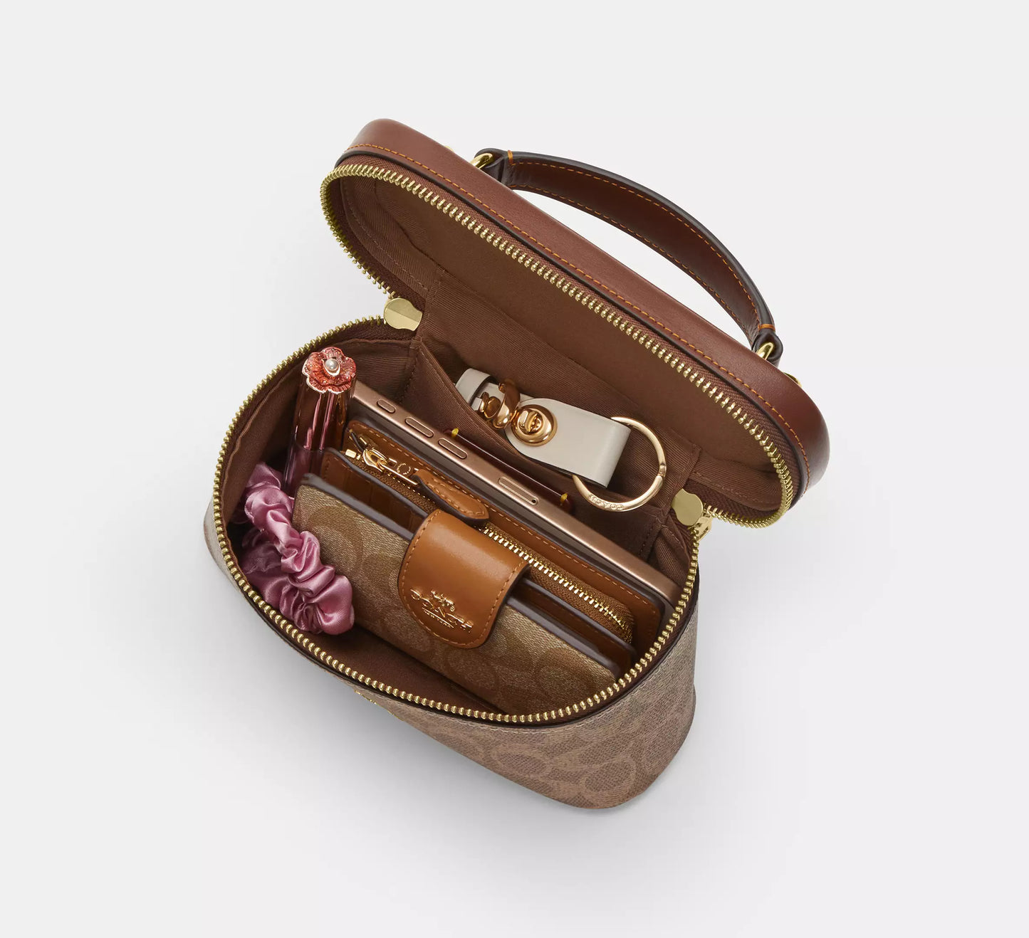Rainer Crossbody Bag 18 In Signature Canvas Tan Brown Coach