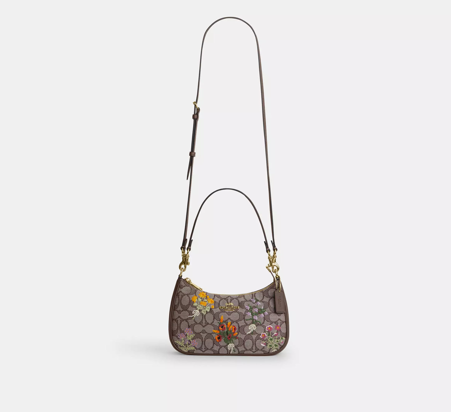 Teri Shoulder Bag In Signature Jacquard With Floral Embroidery Coach
