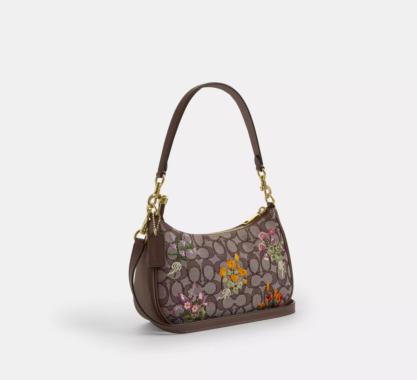 Teri Shoulder Bag In Signature Jacquard With Floral Embroidery Coach