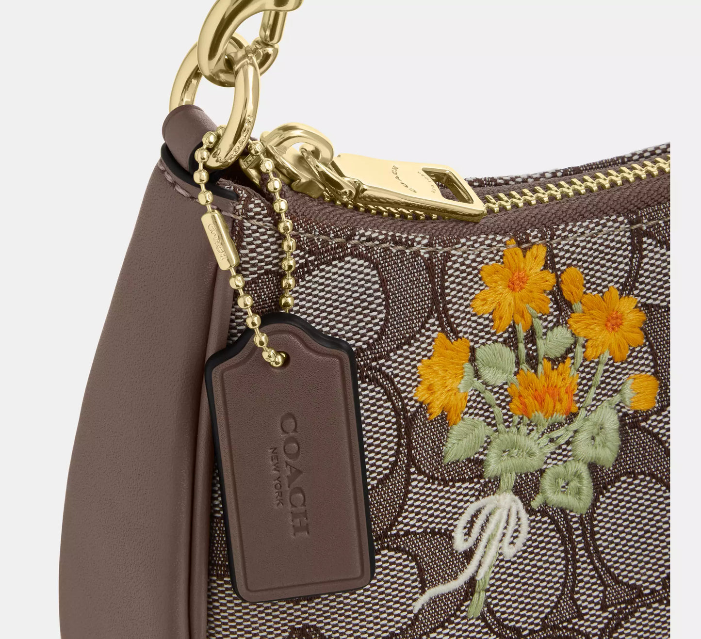 Teri Shoulder Bag In Signature Jacquard With Floral Embroidery Coach