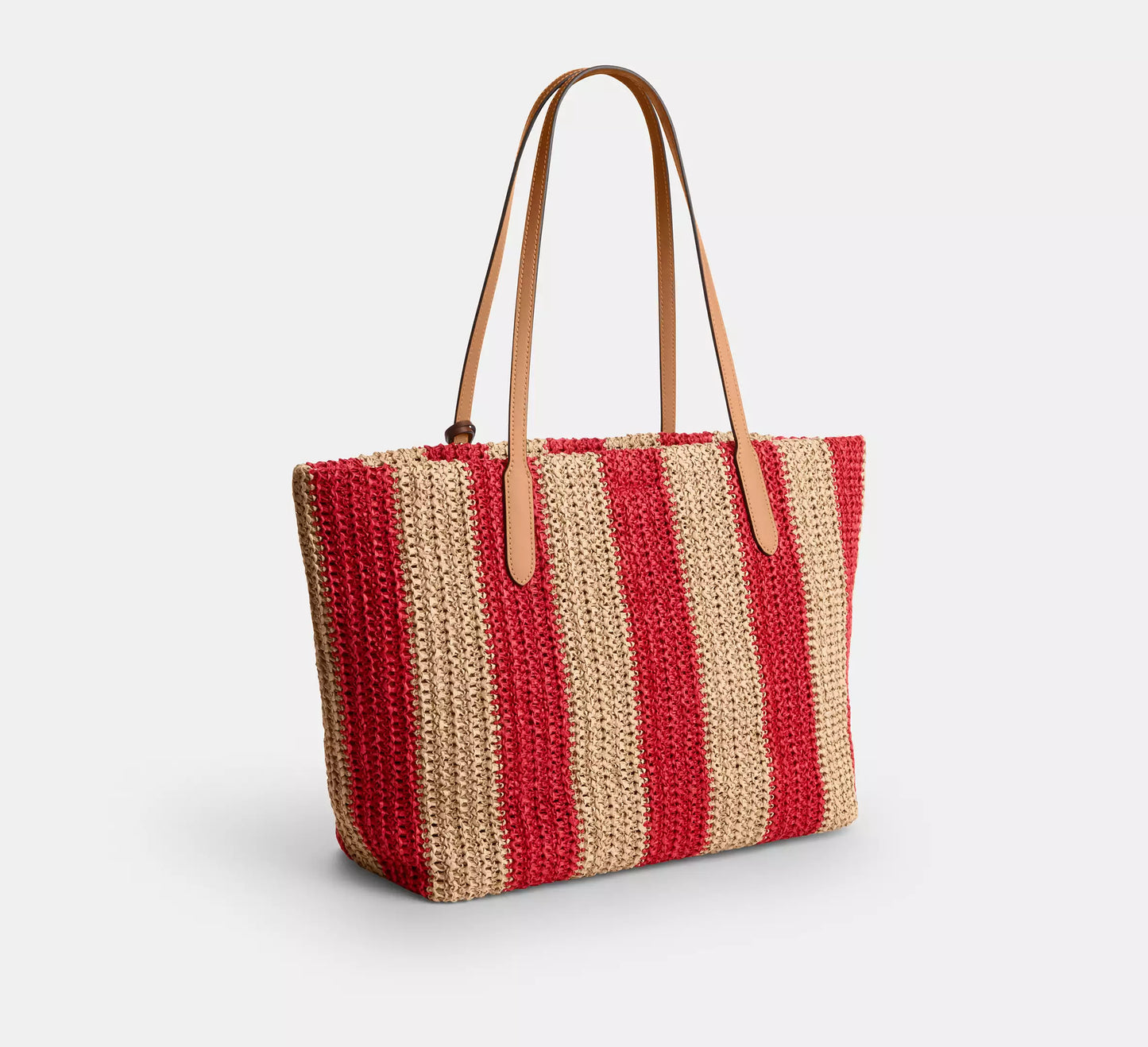 City Tote Bag Straw With Stripes And Charm Coach