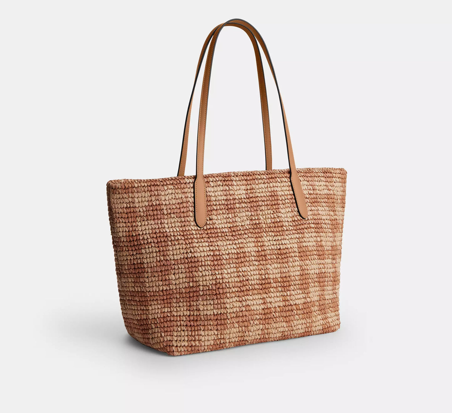 City Tote Bag Straw With Gingham Print Coach