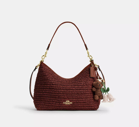 Laurel Shoulder Bag Straw With Charms Coach