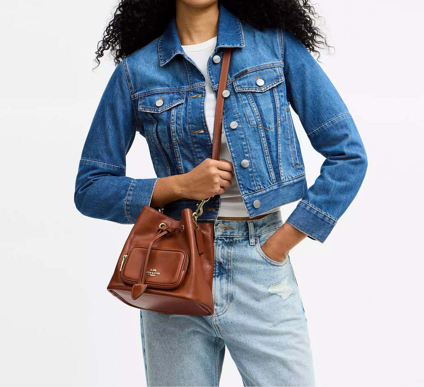 Rowan Bucket Bag With Pocket Cinnamon Coach