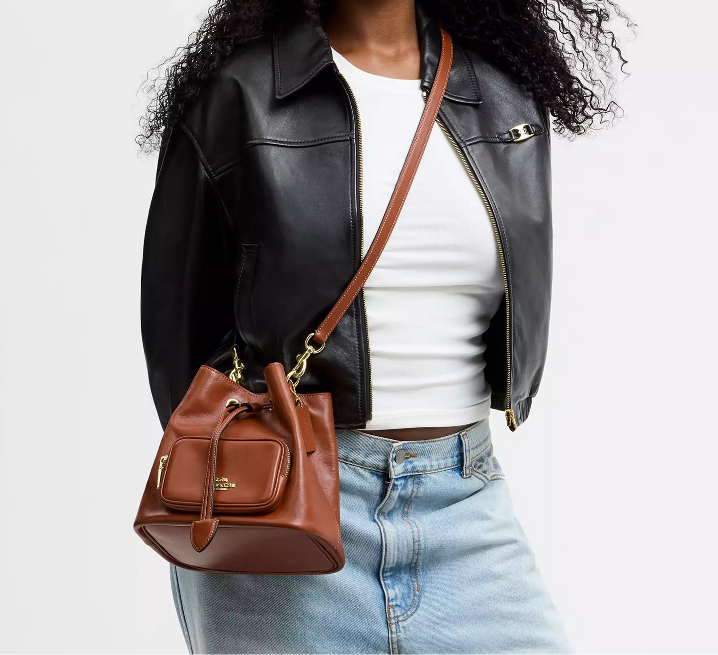 Rowan Bucket Bag With Pocket Cinnamon Coach