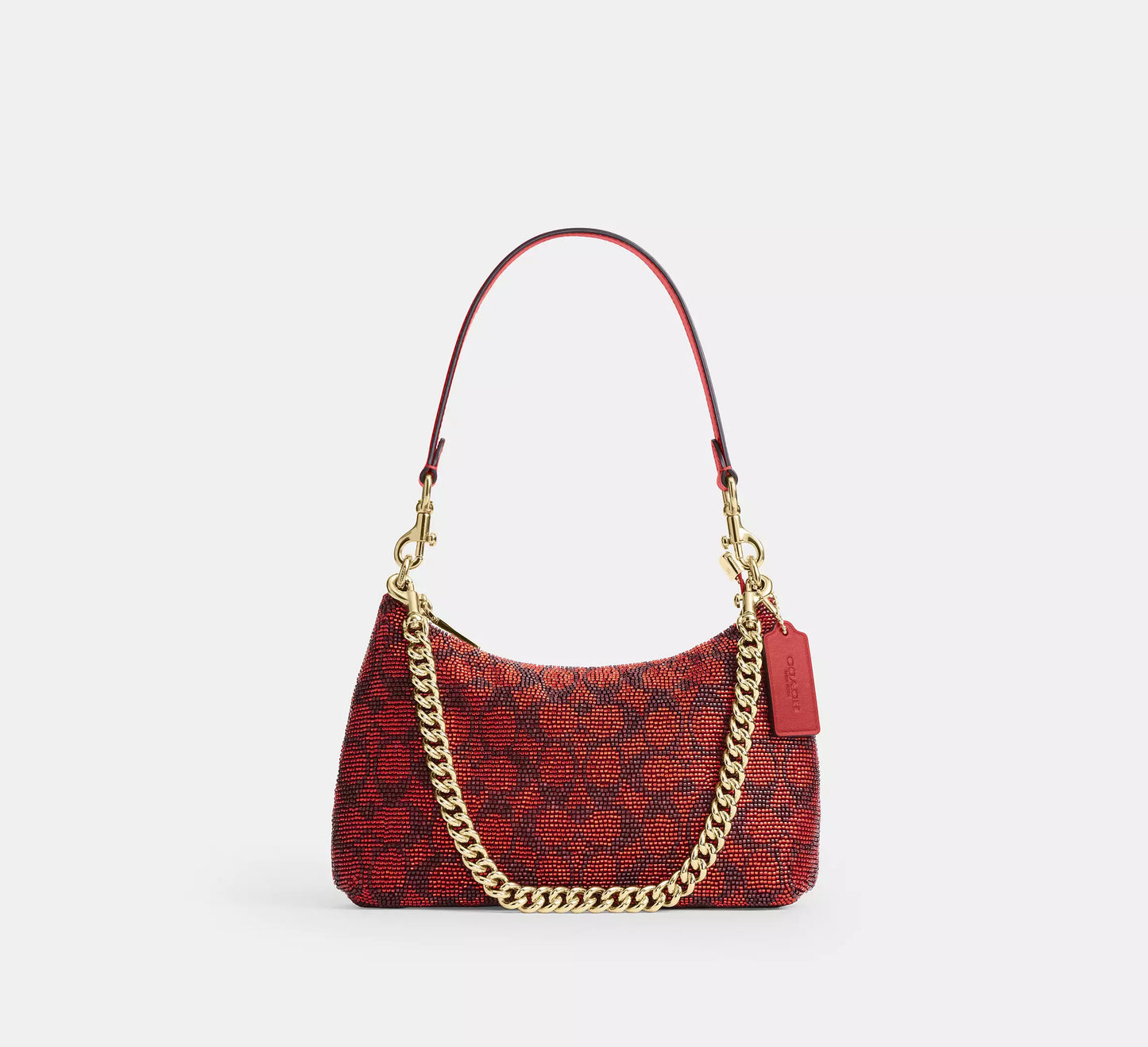 Teri Shoulder Bag In Signature Beaded Satin Crimson Coach