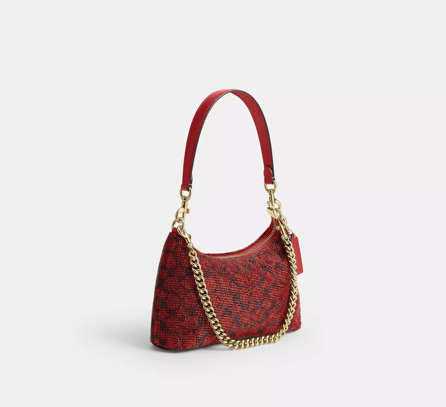 Teri Shoulder Bag In Signature Beaded Satin Crimson Coach