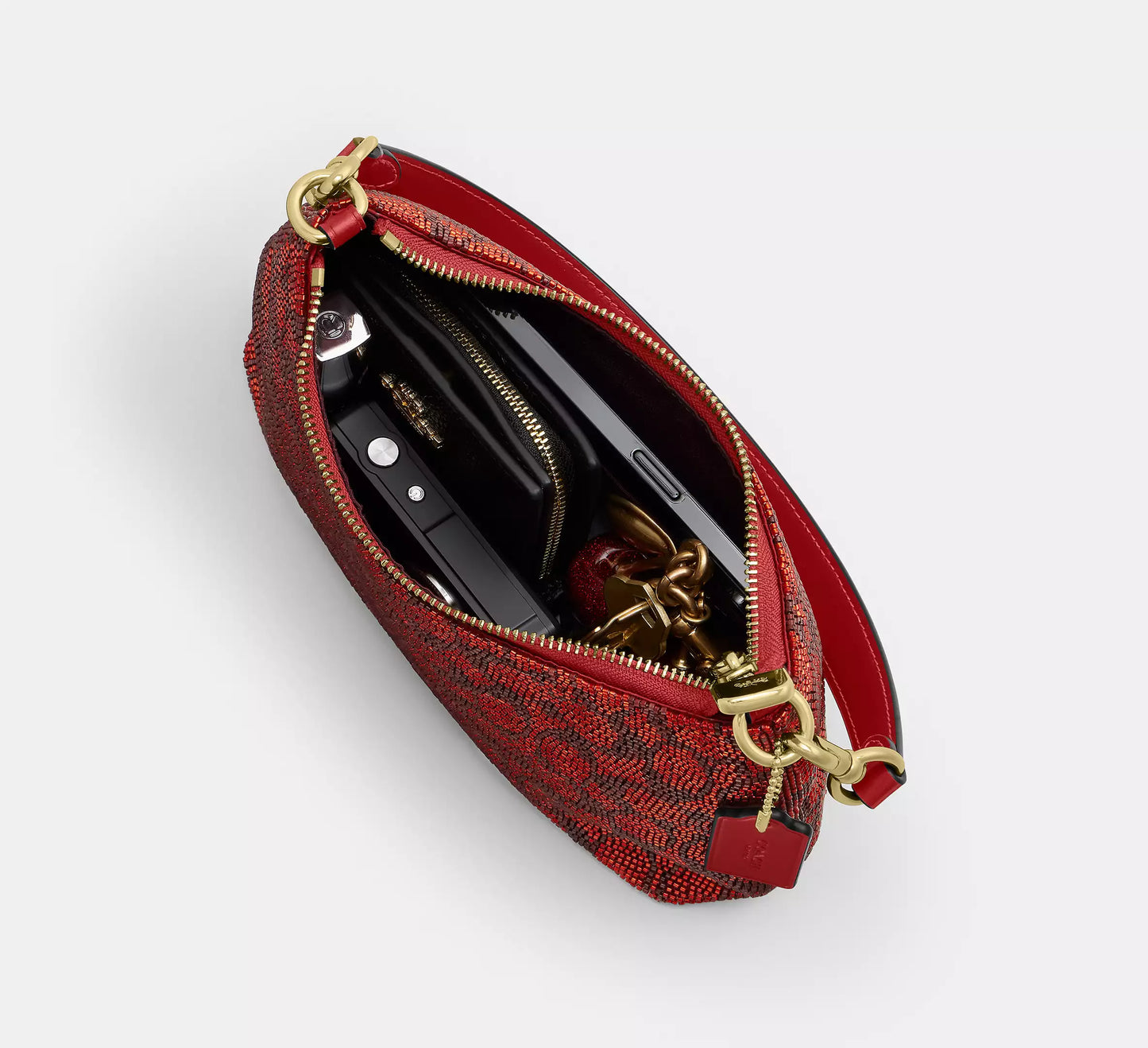 Teri Shoulder Bag In Signature Beaded Satin Crimson Coach