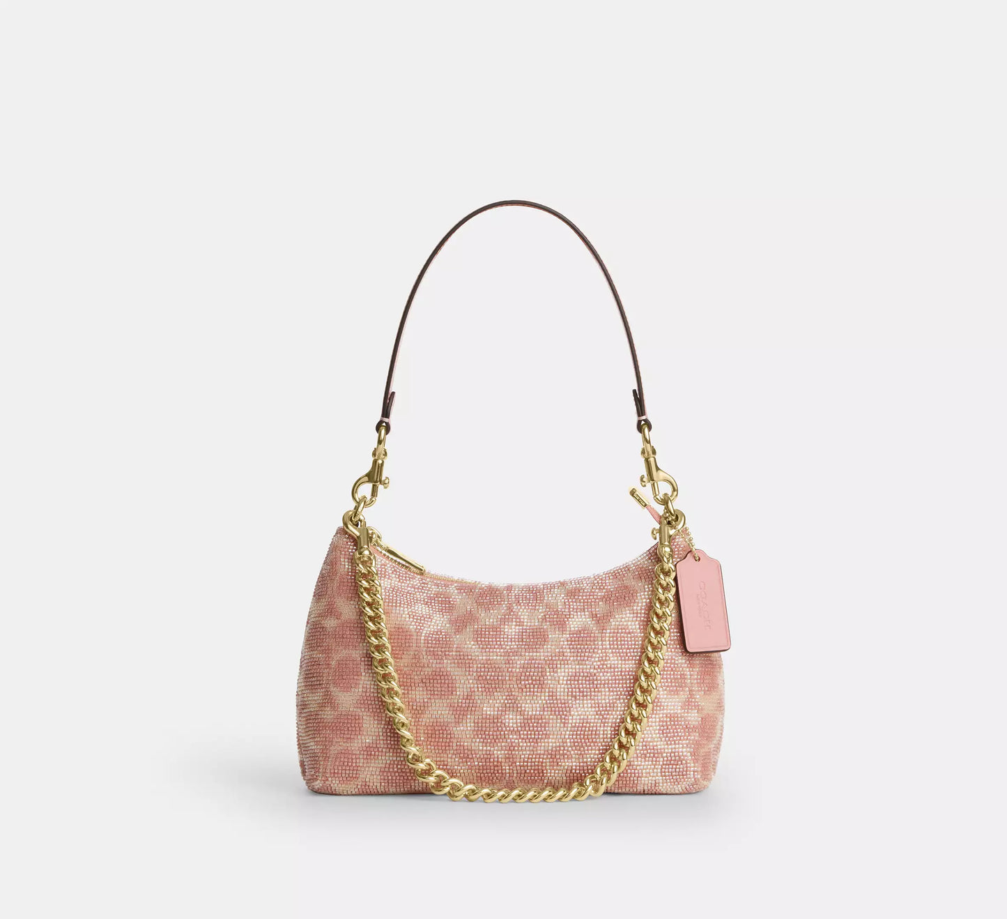 Teri Shoulder Bag In Signature Beaded Satin Pink Coach