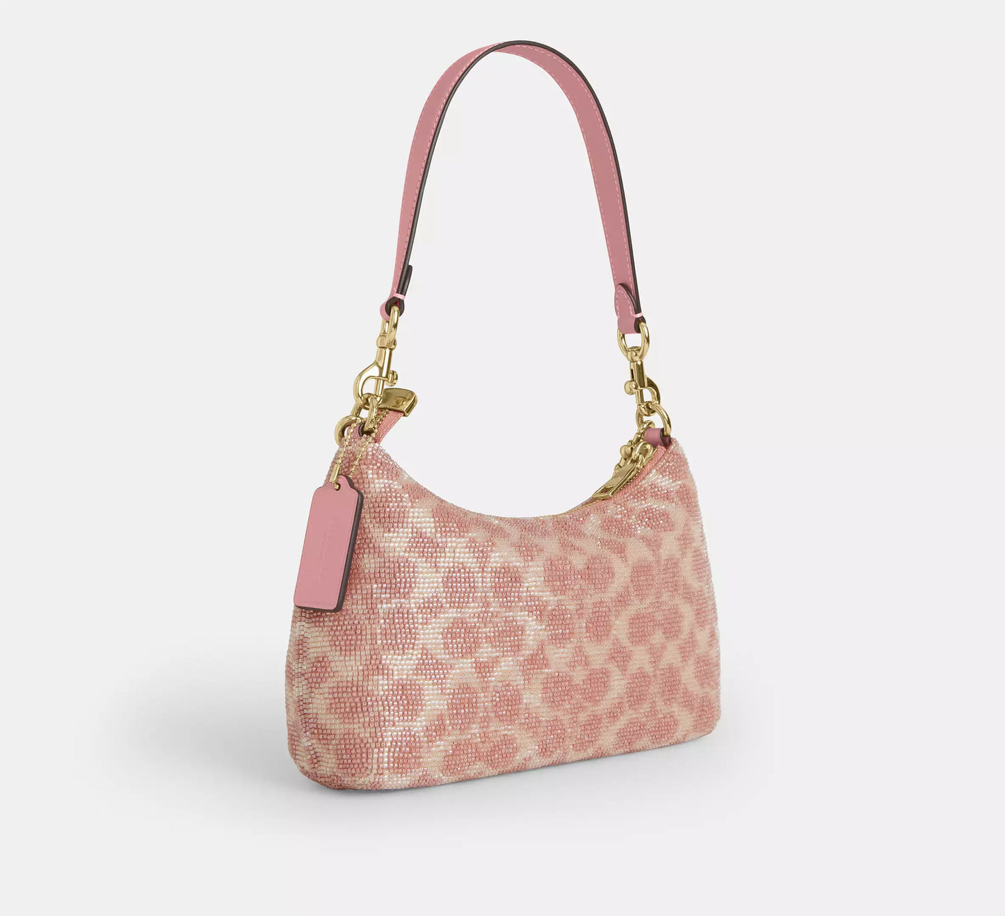 Teri Shoulder Bag In Signature Beaded Satin Pink Coach