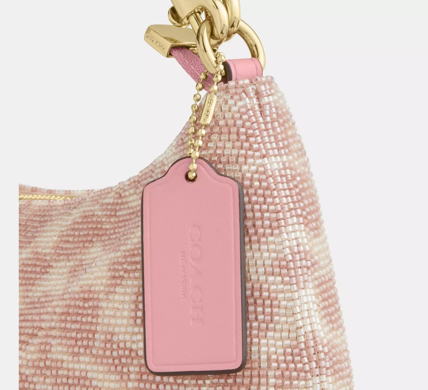 Teri Shoulder Bag In Signature Beaded Satin Pink Coach