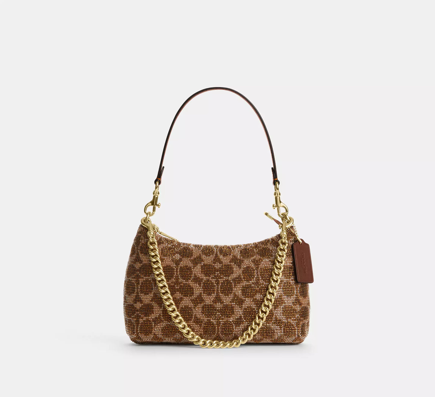 Teri Shoulder Bag In Signature Beaded Satin Tan Coach