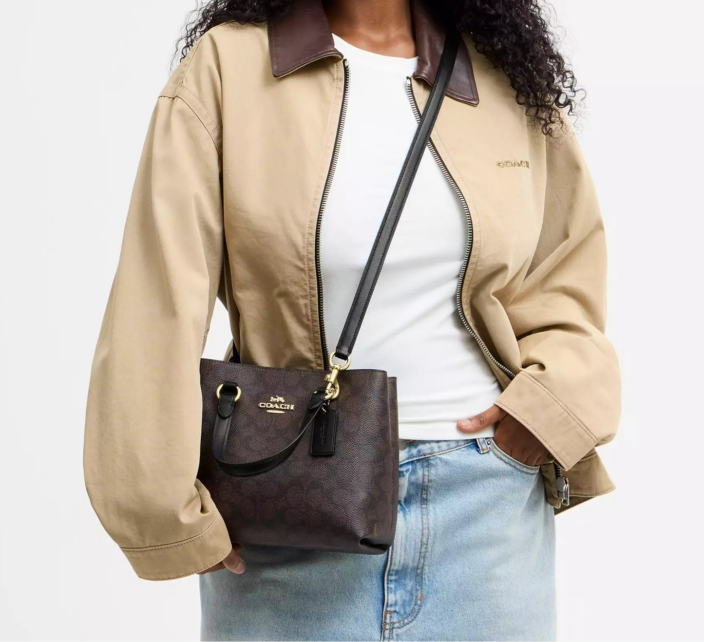 Station Carryall Bag In Signature Canvas Walnut Black Coach