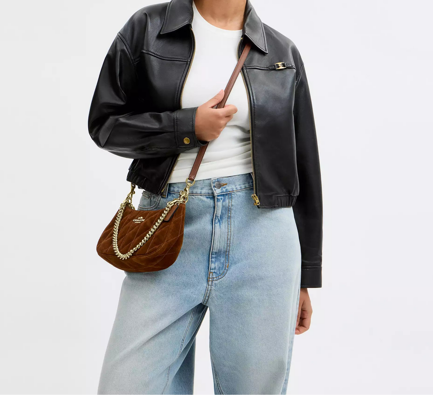 Teri Shoulder Bag With Quilting Suede Coach