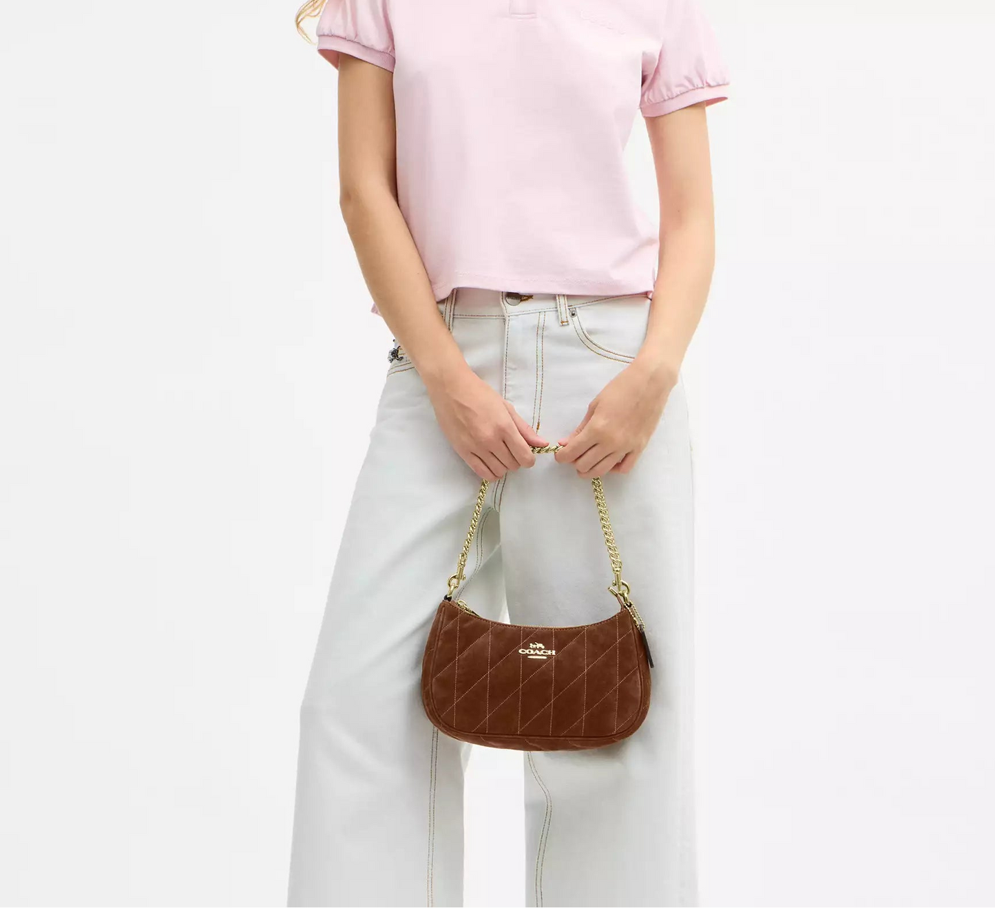 Teri Shoulder Bag With Quilting Suede Coach