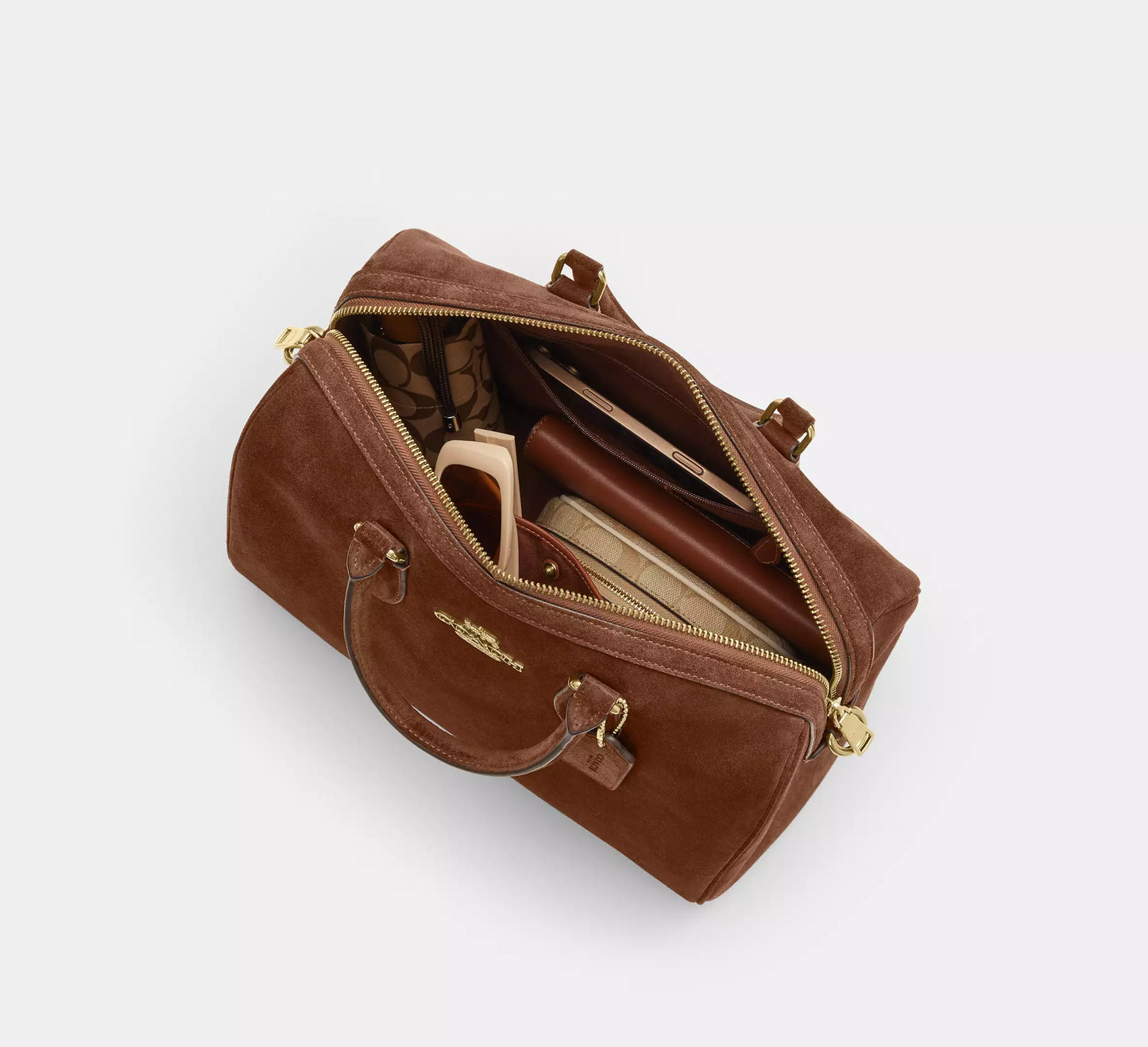 Rowan Large Satchel Bag Suede Coach