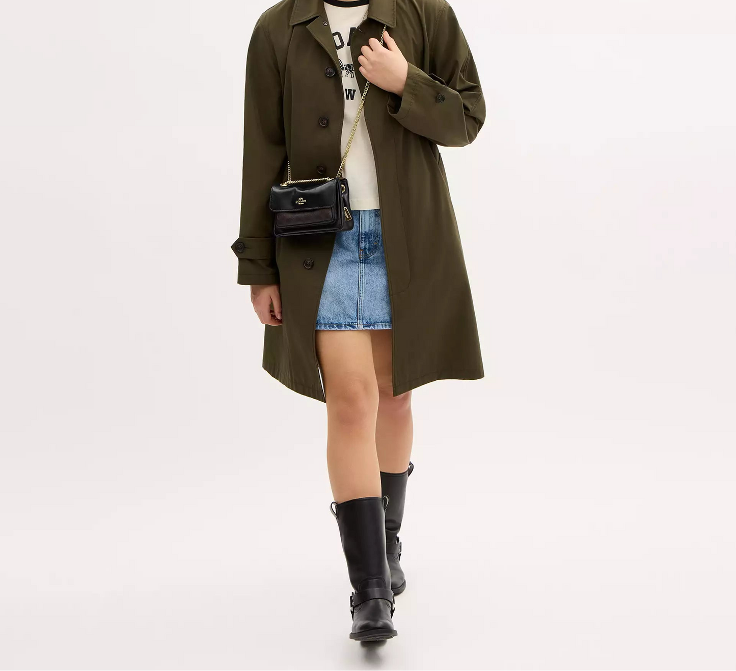 Elodie Crossbody Bag 18 In Signature Canvas Walnut Black Coach