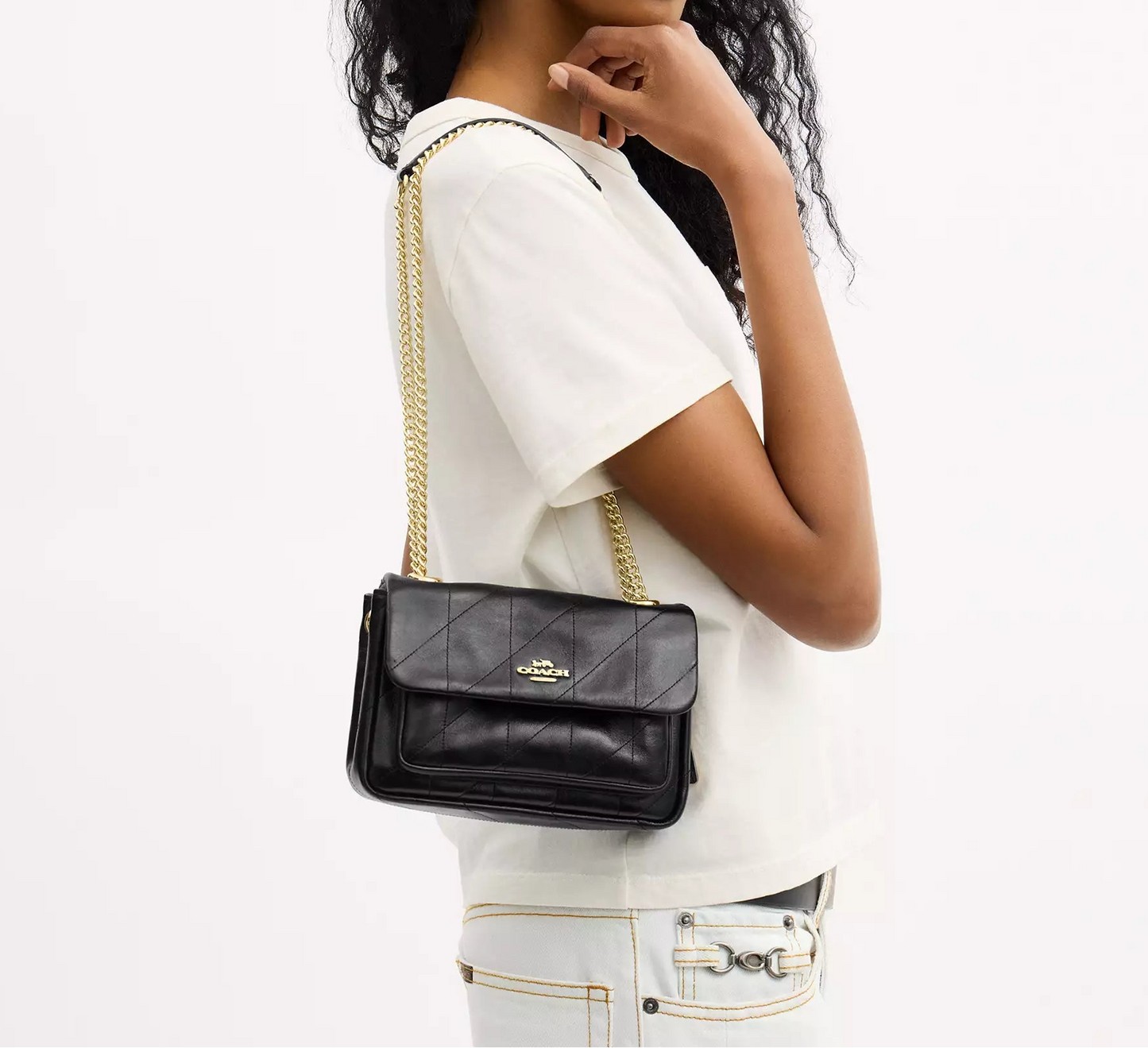Elodie Crossbody Bag 18 With Quilting Black Coach