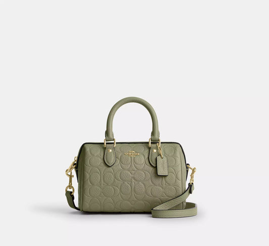 Mini Rowan Crossbody Bag In Signature Leather Pistachio Coach