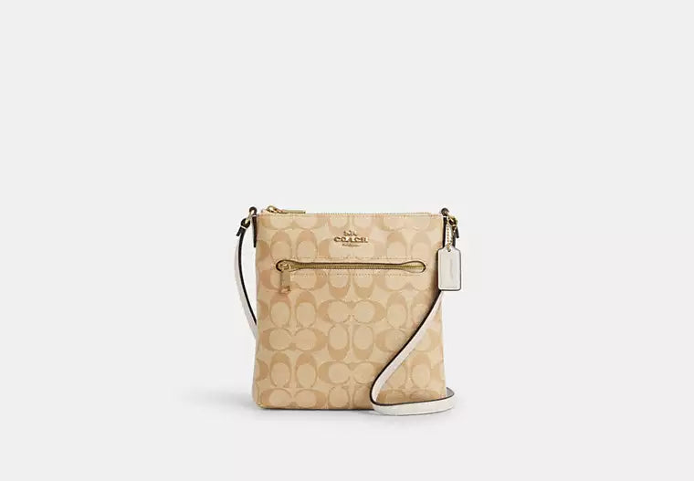 Mini Rowan File Bag In Signature Canvas Light Khaki Chalk Coach