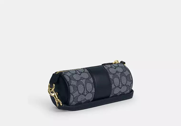 Nolita Barrel Bag In Signature Jacquard Midnight Navy Coach