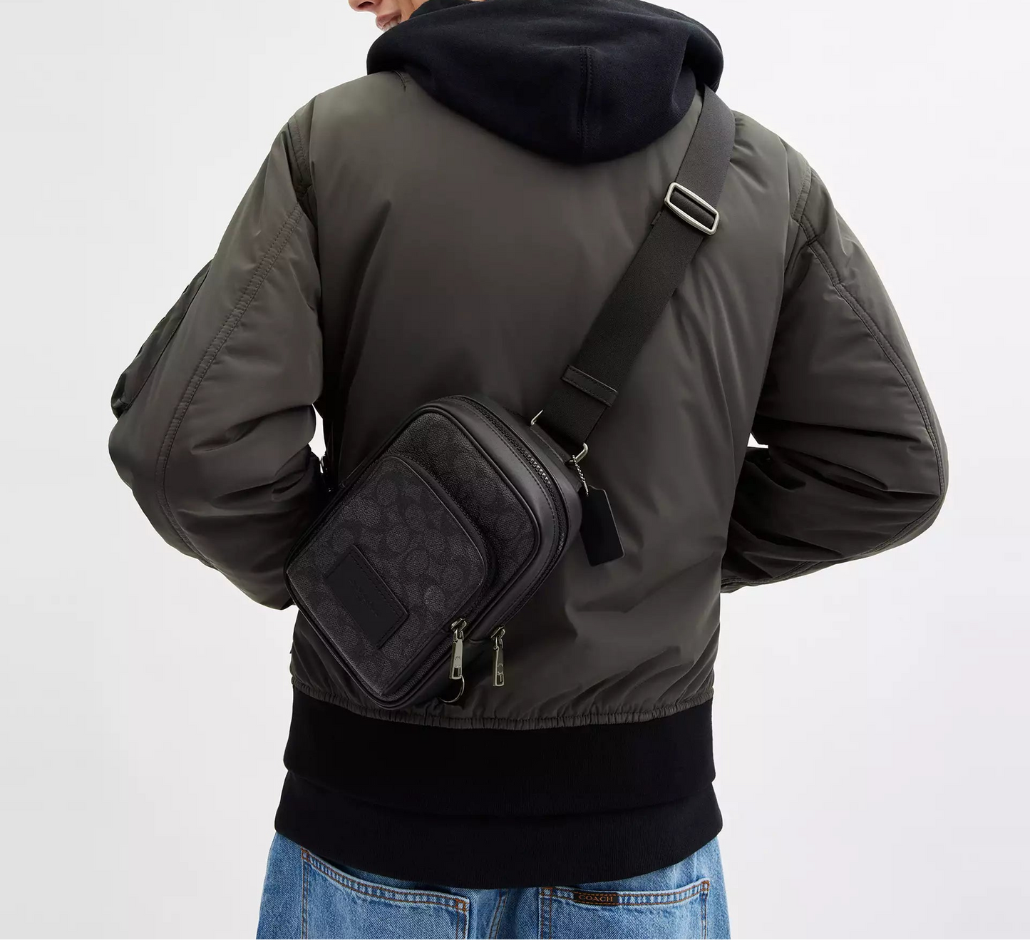 Racer Sling Pack In Signature Canvas Bag Charcoal Black Coach