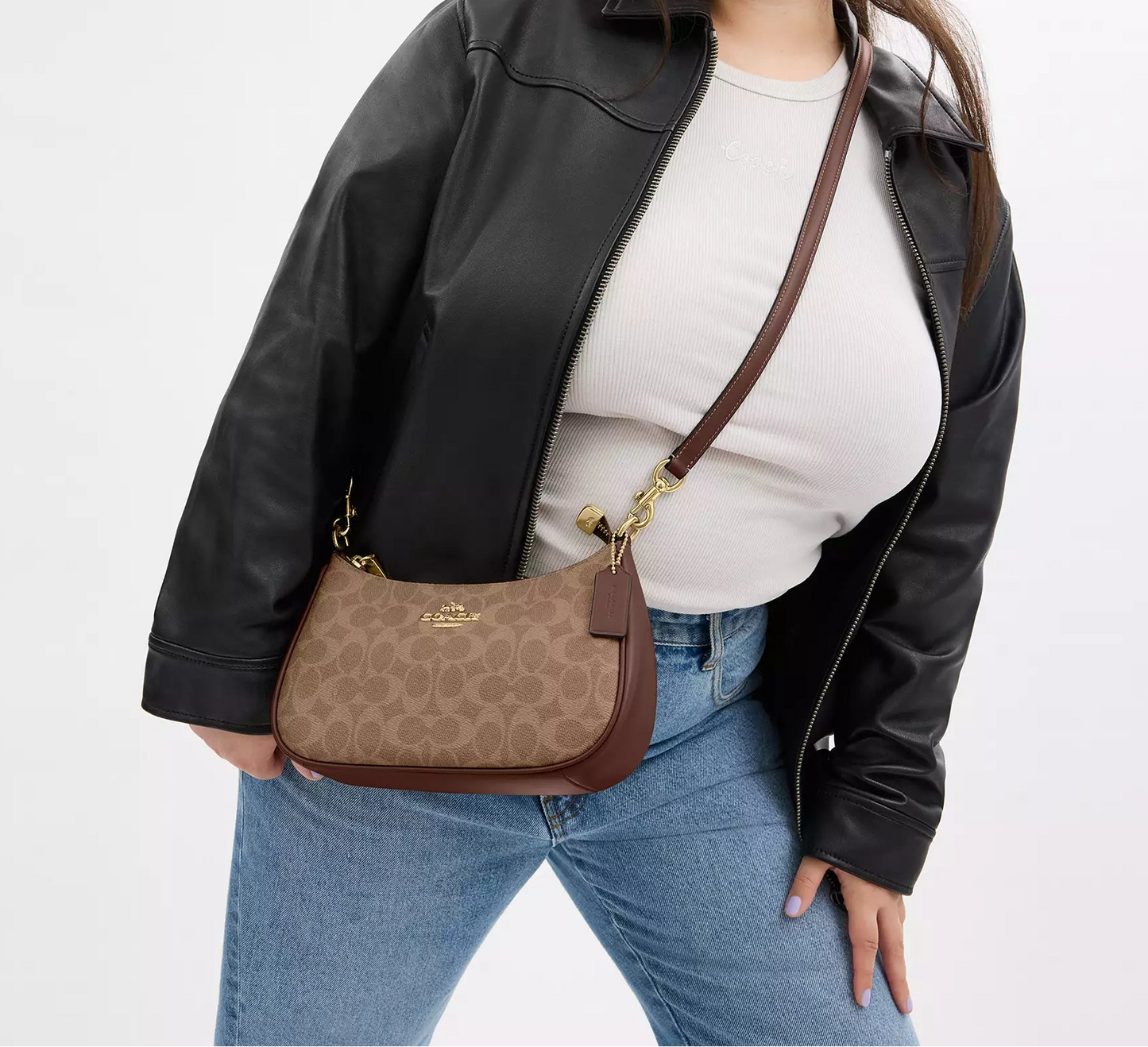 Teri Shoulder Bag In Signature Canvas Tan Brown Coach