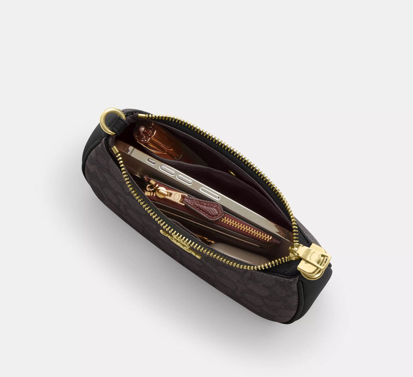 Teri Mini Crossbody Bag In Signature Canvas Walnut Black Coach